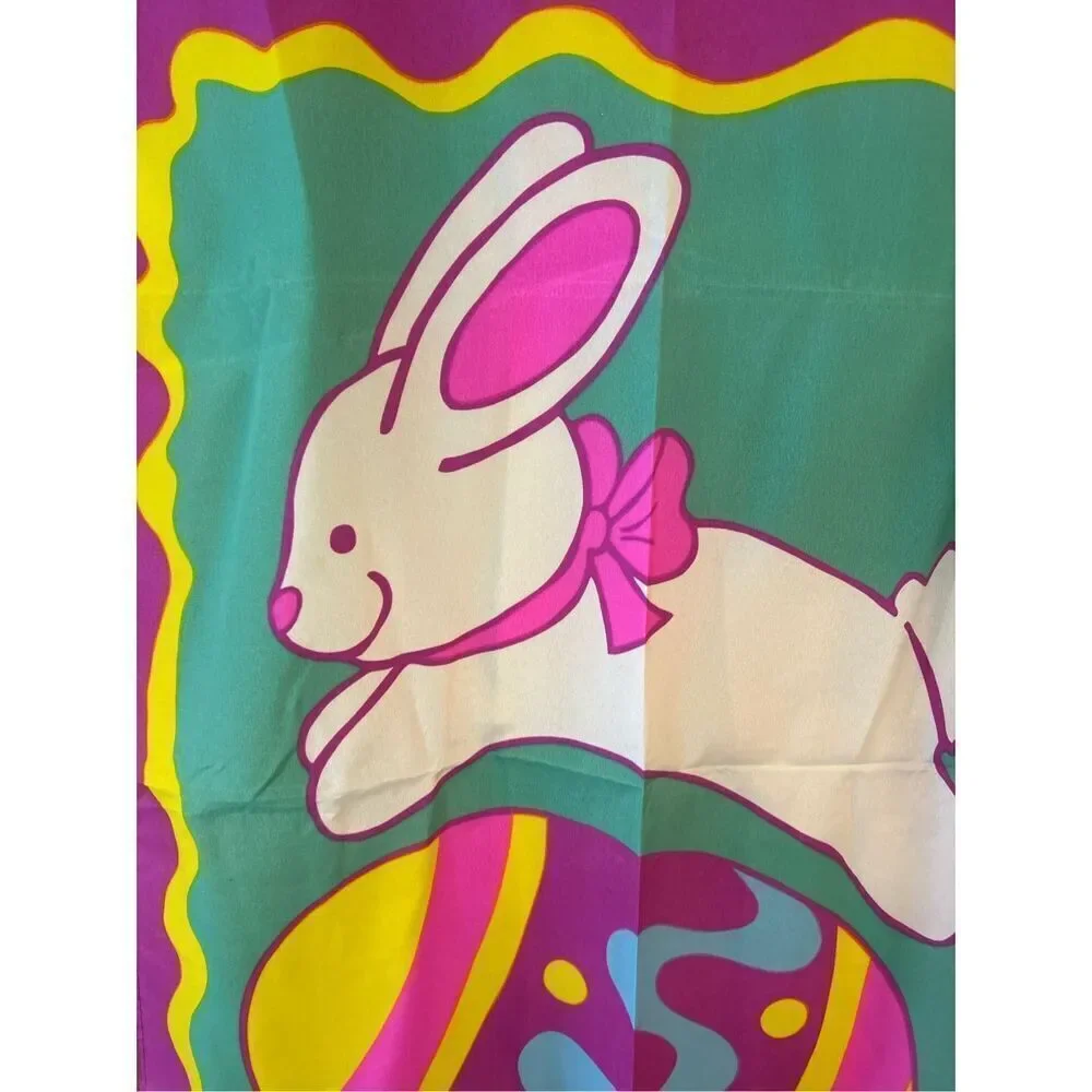 White Bunny Rabbit Easter Egg Garden Flag Outdoor Flag Easter (8766)